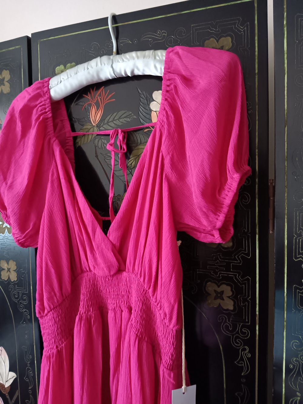 Lumiere Raspberry Pink V-Neck Ruffle Maxi Dress - Picture 5 of 5